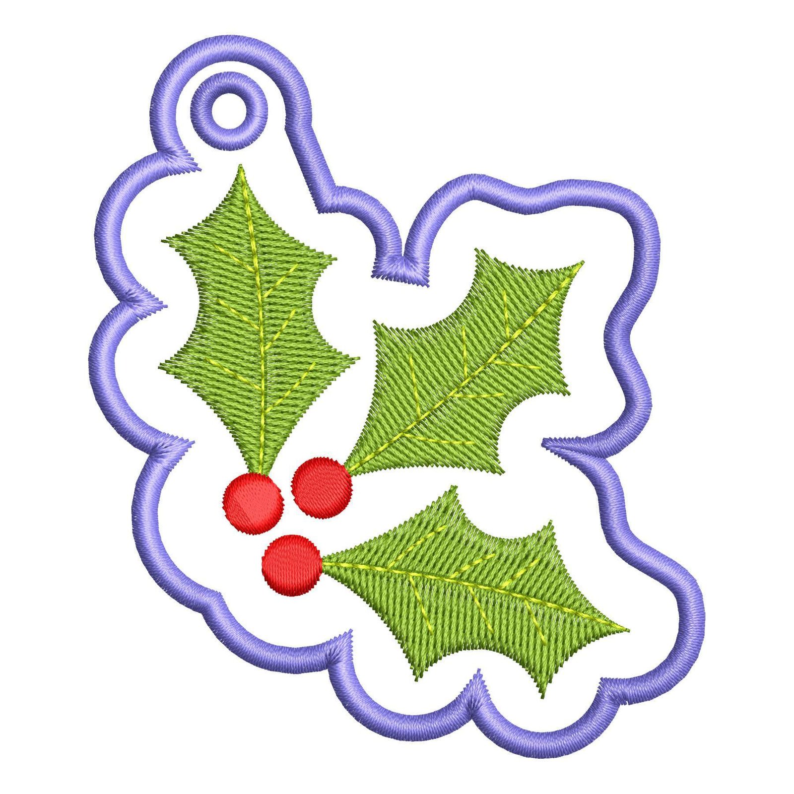 Matriz de Bordado Azevinho Chaveiro Aplique de Natal. Baixe agora no formato compatível com sua máquina de bordar DST, EXP, JEF, PES e XXX. Conta com 6 cores e 4 tamanhos disponíveis, utilizando a técnica de aplique. Entre e veja mais detalhes da matriz para sua máquina computadorizada.