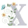 Matriz de Bordado Letra X com Detalhes Florais. Baixe agora no formato compatível com sua máquina de bordar DST, EXP, JEF, PES e XXX. Conta com 7 cores e 4 tamanhos disponíveis. Entre e veja mais detalhes da matriz para sua máquina computadorizada.