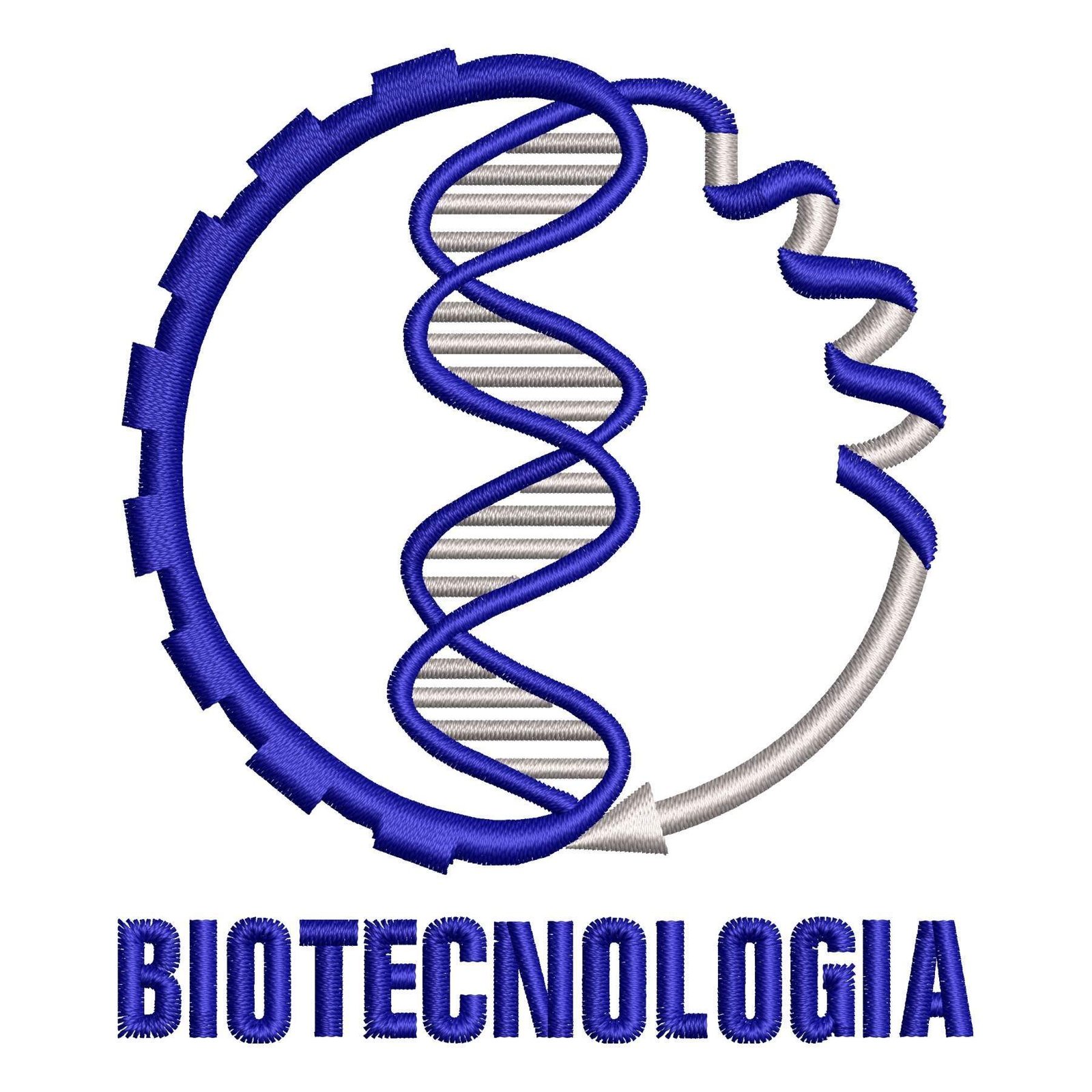 Matriz de Bordado Logotipo Biotecnologia. Baixe agora no formato compatível com sua máquina de bordar DST, EXP, JEF, PES e XXX. Conta com 2 cores e 4 tamanhos disponíveis. Entre e veja mais detalhes da matriz para sua máquina computadorizada.