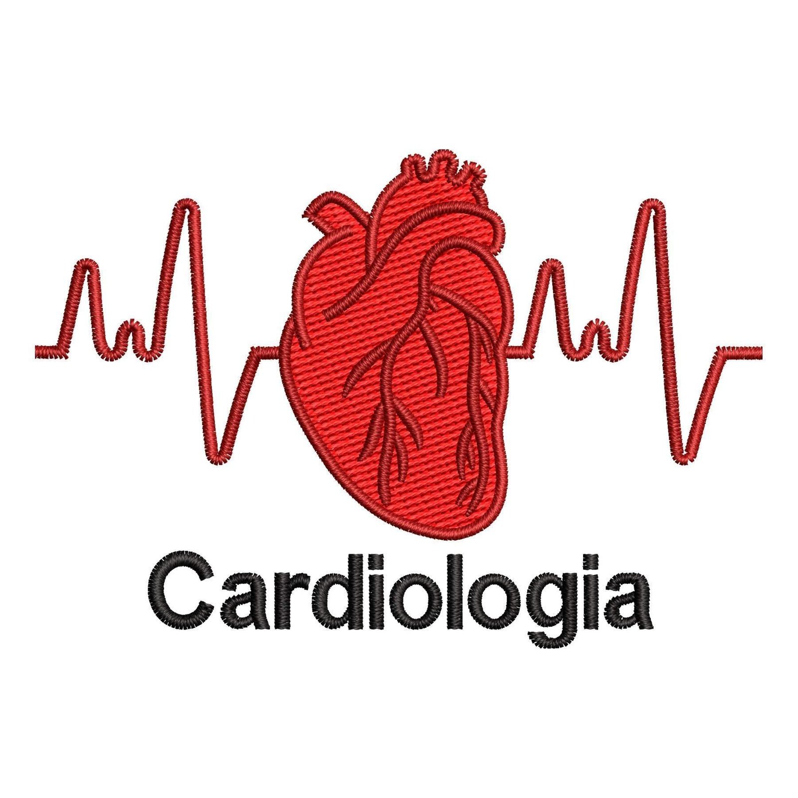 Matriz de Bordado Logotipo Cardiologia. Baixe agora no formato compatível com sua máquina de bordar DST, EXP, JEF, PES e XXX. Conta com 3 cores e 4 tamanhos disponíveis. Entre e veja mais detalhes da matriz para sua máquina computadorizada.