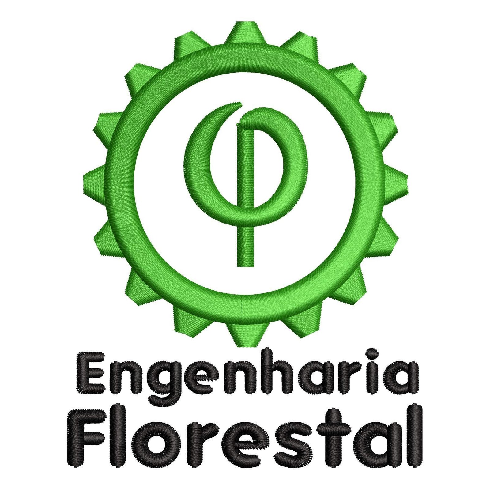 Matriz de Bordado Logotipo Engenharia Florestal. Baixe agora no formato compatível com sua máquina de bordar DST, EXP, JEF, PES e XXX. Conta com 2 cores e 4 tamanhos disponíveis. Entre e veja mais detalhes da matriz para sua máquina computadorizada.