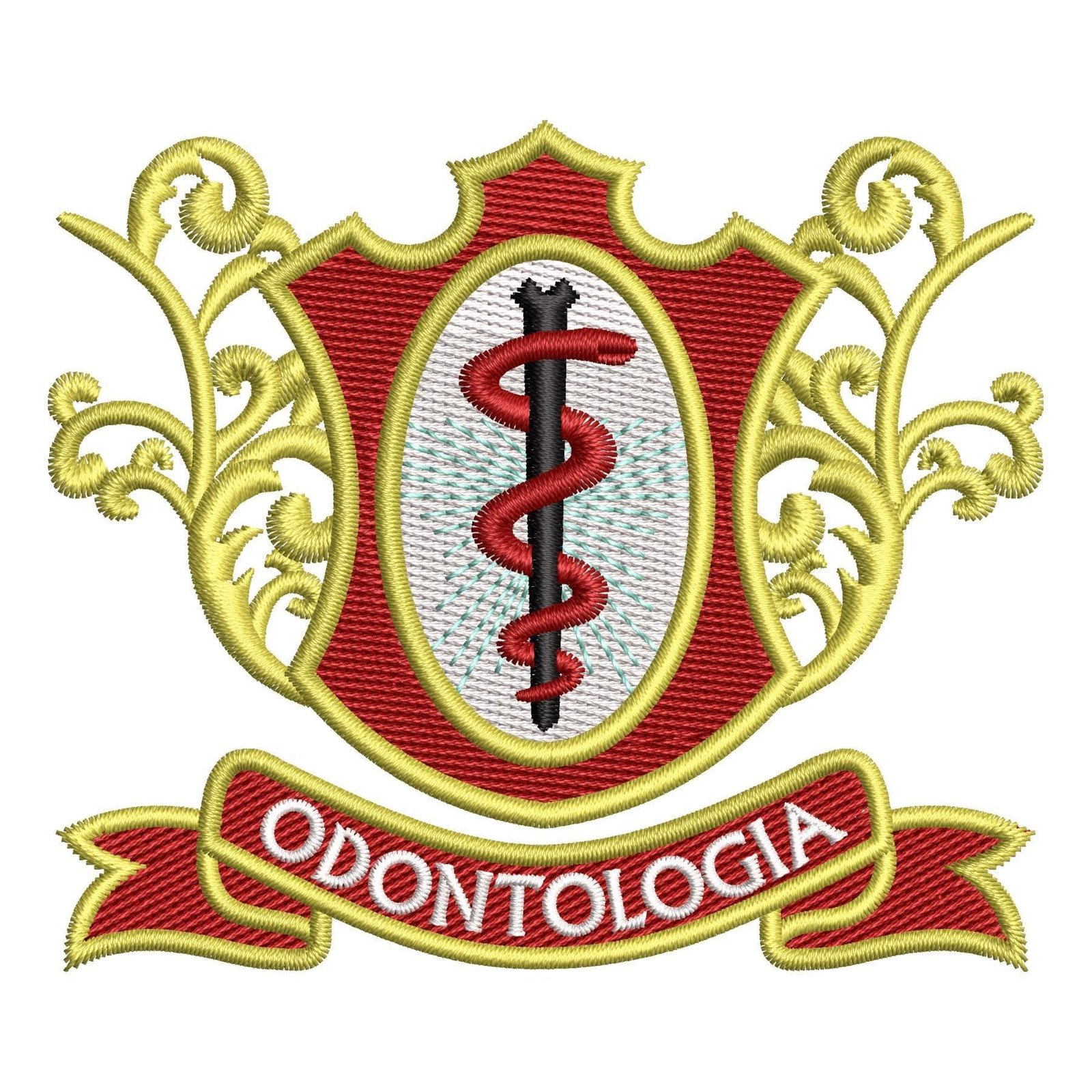 Matriz de Bordado Logotipo Odontologia. Baixe agora no formato compatível com sua máquina de bordar DST, EXP, JEF, PES e XXX. Conta com 2 cores e 4 tamanhos disponíveis. Entre e veja mais detalhes da matriz para sua máquina computadorizada.