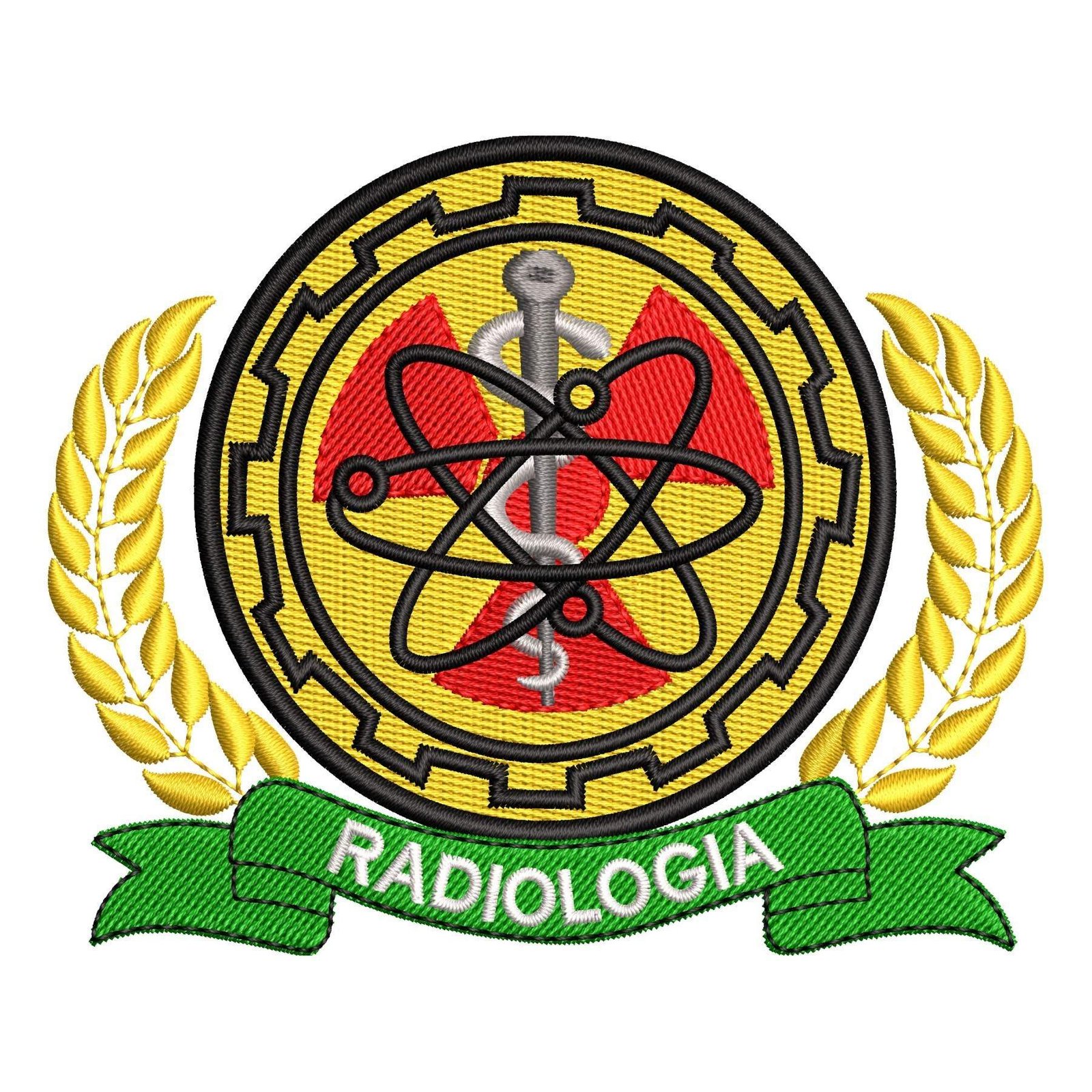 Matriz de Bordado Logotipo Radiologia. Baixe agora no formato compatível com sua máquina de bordar DST, EXP, JEF, PES e XXX. Conta com 7 cores e 4 tamanhos disponíveis. Entre e veja mais detalhes da matriz para sua máquina computadorizada.