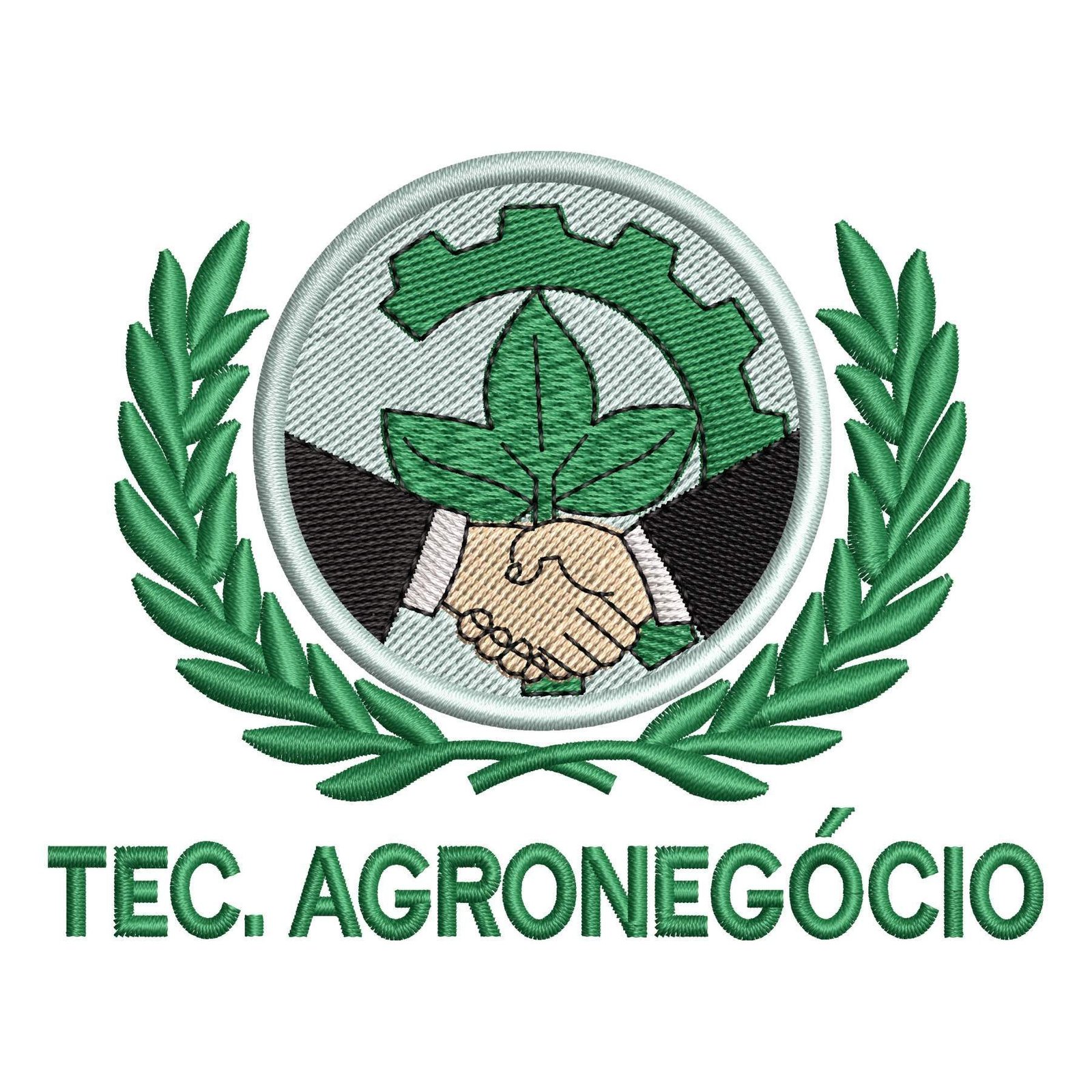 Matriz de Bordado Logotipo Técnico em Agronegócio. Baixe agora no formato compatível com sua máquina de bordar DST, EXP, JEF, PES e XXX. Conta com 5 cores e 4 tamanhos disponíveis. Entre e veja mais detalhes da matriz para sua máquina computadorizada.