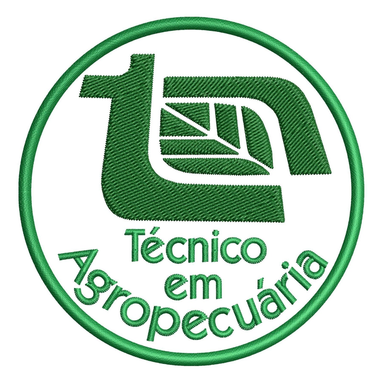 Matriz de Bordado Logotipo Técnico em Agropecuária. Baixe agora no formato compatível com sua máquina de bordar DST, EXP, JEF, PES e XXX. Conta com 2 cores e 4 tamanhos disponíveis. Entre e veja mais detalhes da matriz para sua máquina computadorizada.