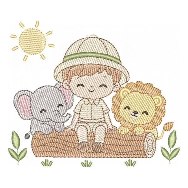 Menino com Leão e Elefante