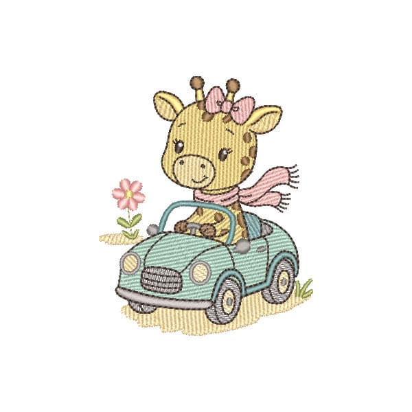 Girafa Cute Passeio de Carro