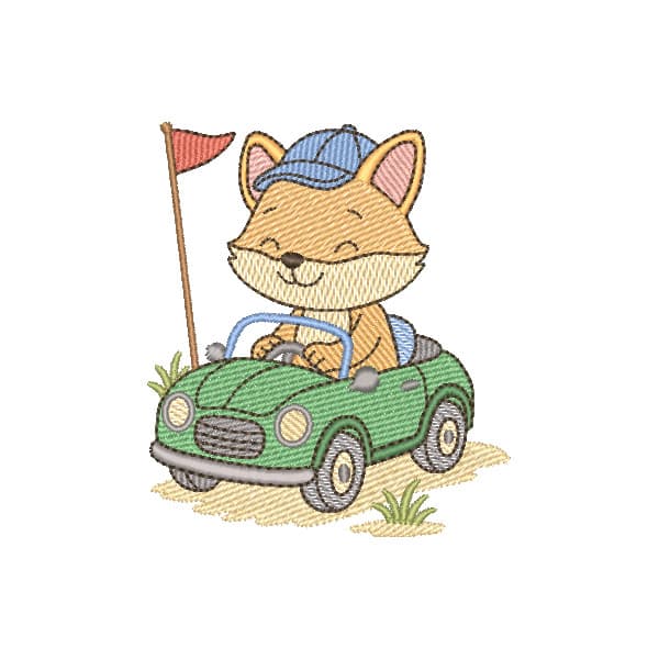 Raposa Cute Passeio de Carro
