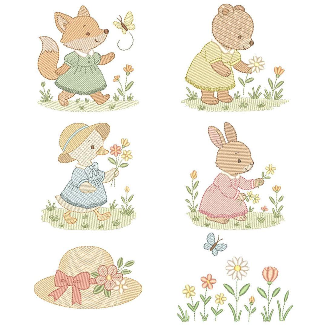 Pacote Animais Vintage no Jardim