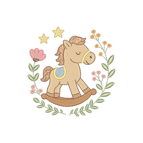 Cavalinho de Balanço com Moldura Floral