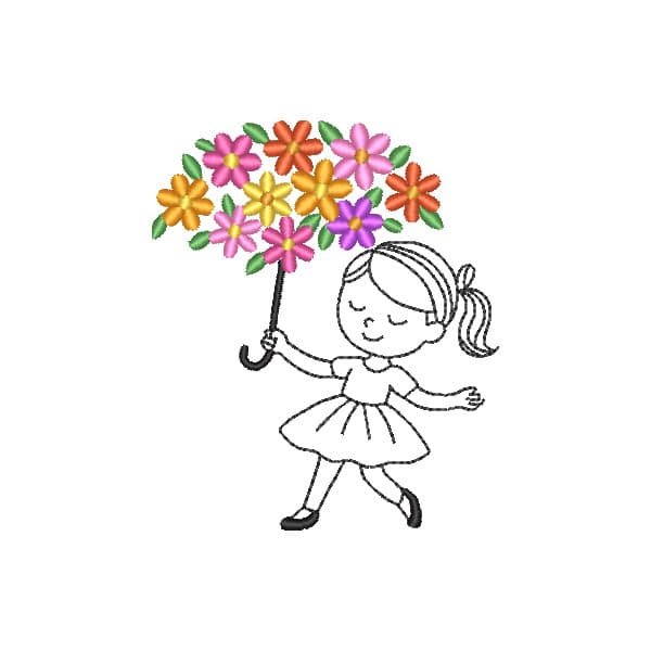Menina do Guarda-Chuva Floral