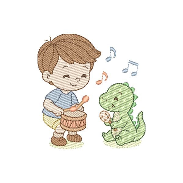 Menino e Dinossauro Hora Musical