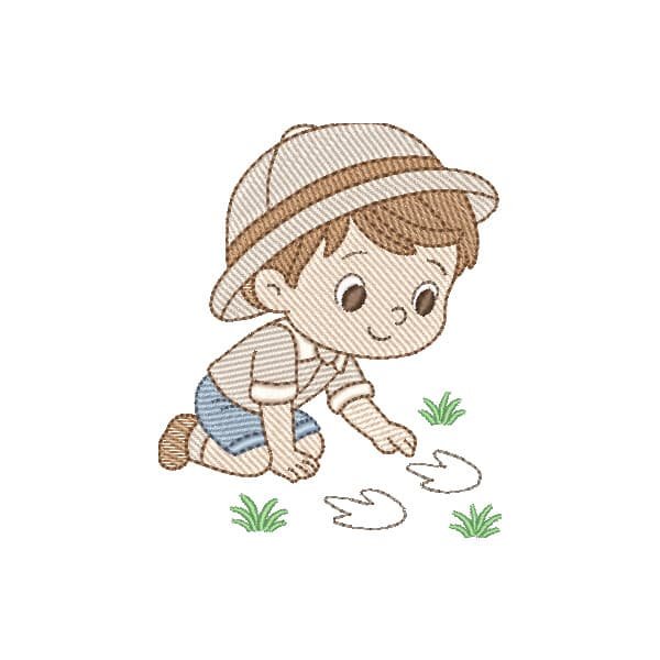 Menino com Pegadas de Dinossauro