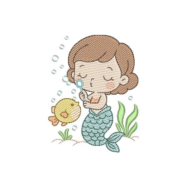 Pequena Sereia Fazendo Bolhas