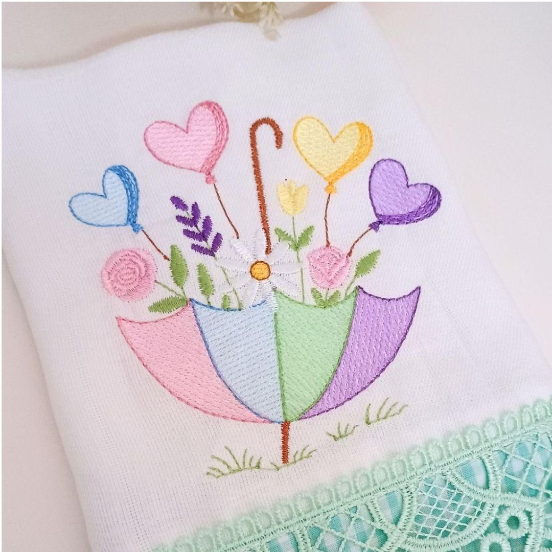 Guarda-chuva Floral com Balões