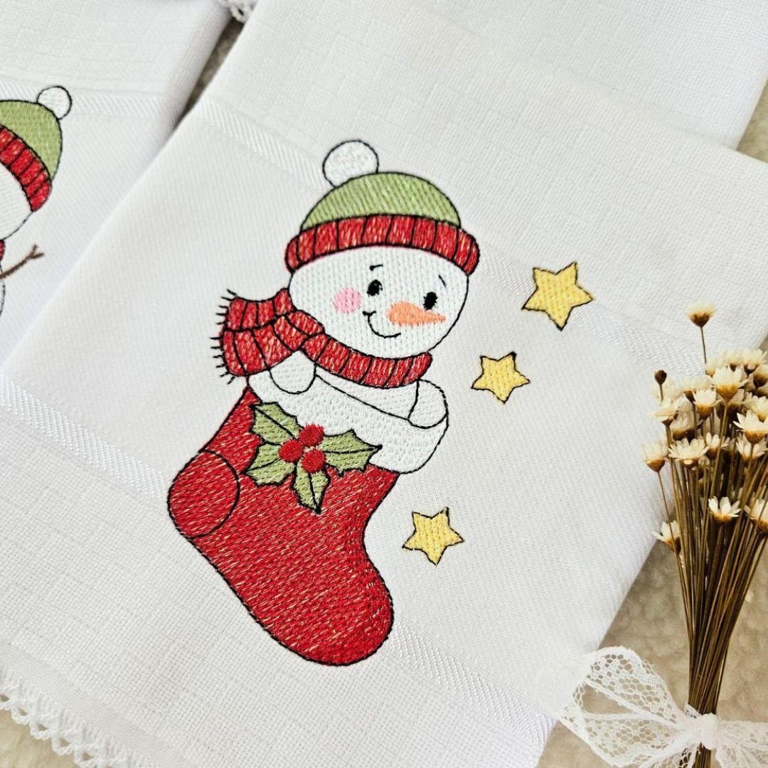 Boneco de Neve na Meia de Natal