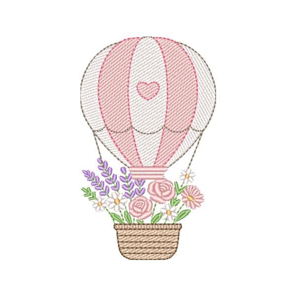 Balão de Ar Quente com Flores e Lavanda