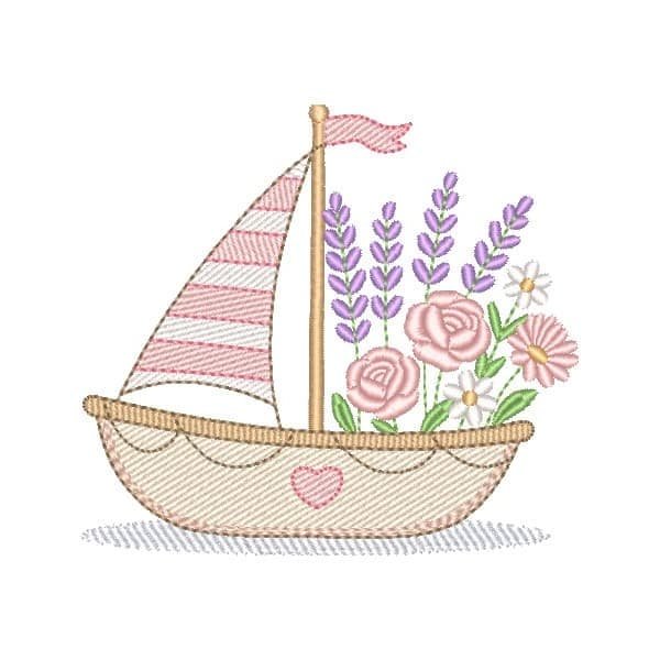 Barco com Flores e Lavanda