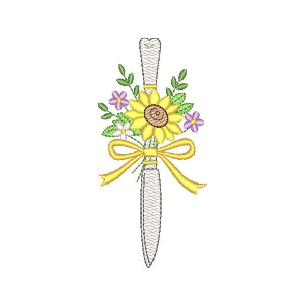 Faca de Mesa com Girassol Floral