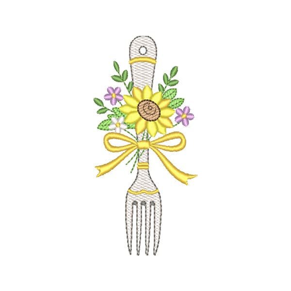 Garfo com Girassol Floral