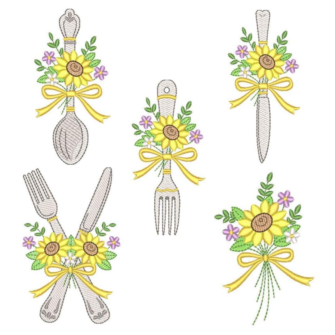 Pacote Talheres com Girassol Floral