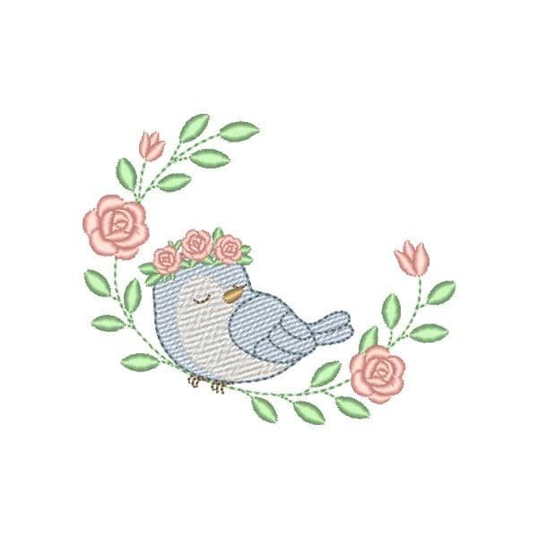 Pássaro com Coroa de Rosas