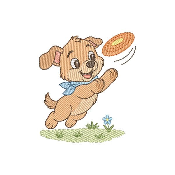 Cachorrinho Brincando com Frisbee