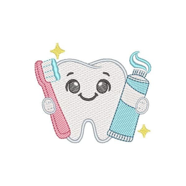 Matriz de Bordado Dentinho com Escova e Creme Dental