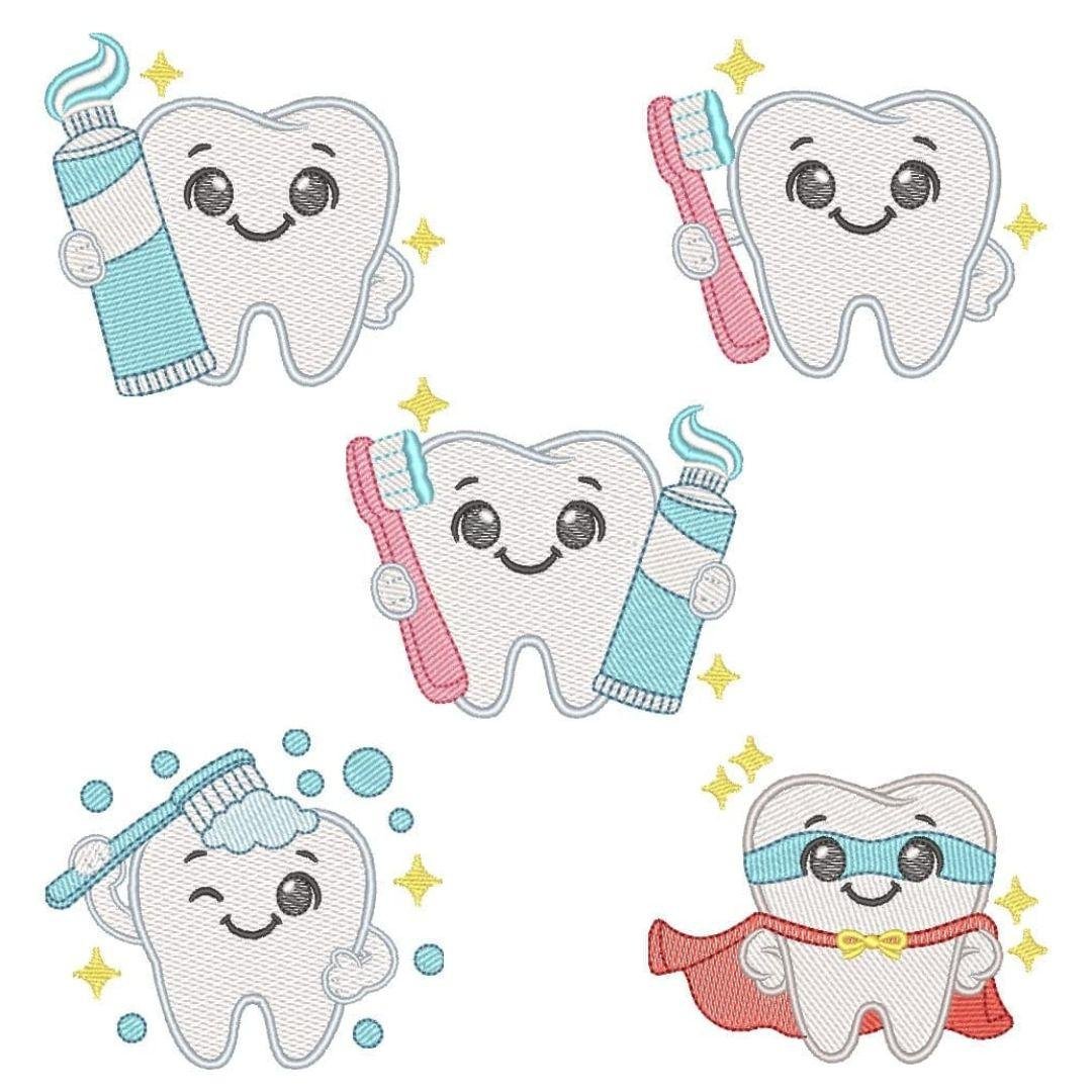 Pacote de Matrizes de Bordado Dentinho Saudável