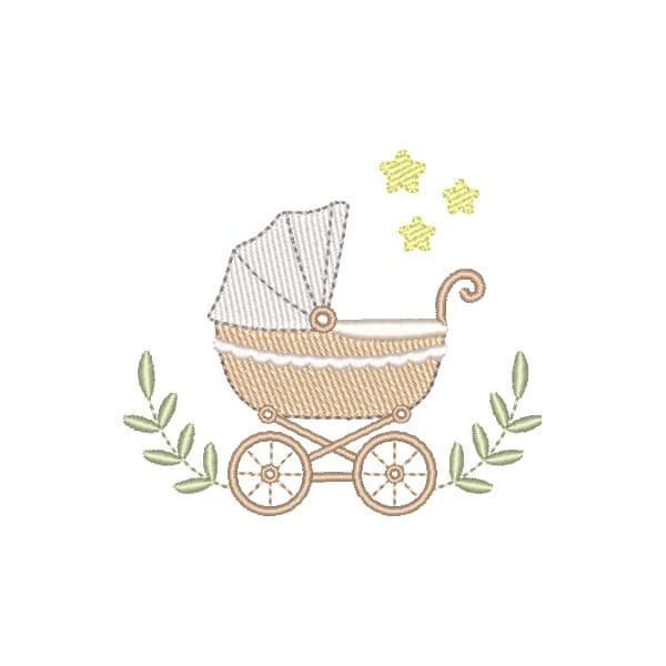Matriz de Bordado Carrinho de Bebê Vintage