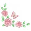 Matriz de Bordado Canto Floral com Rosas e Borboleta