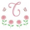Matriz de Bordado Inicial com Rosas e Borboletas