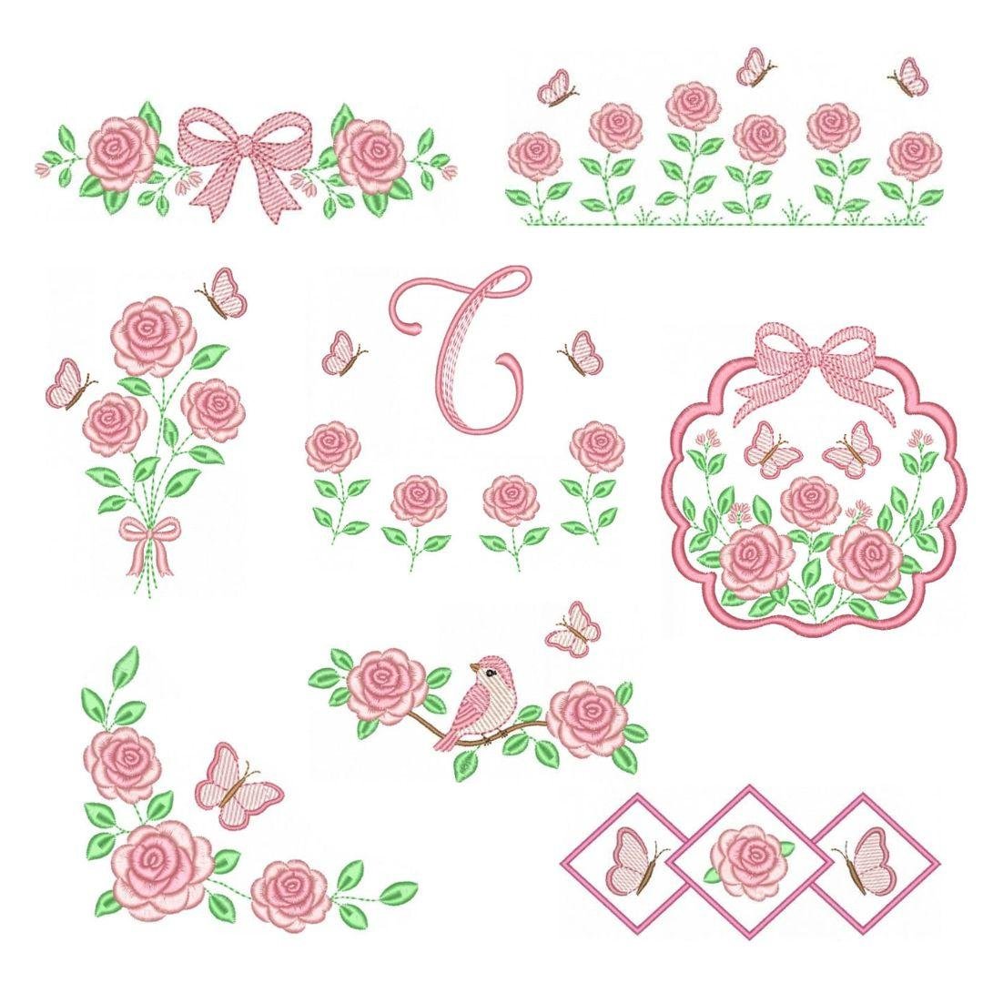 Pacote de Matrizes de Bordado Jardim de Rosas
