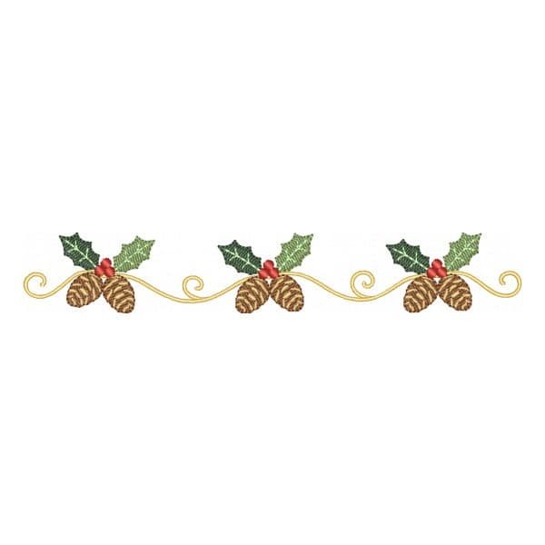 Matriz de Bordado Arabesco Pinhas de Natal