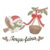 Matriz de Bordado Terça-feira Passarinho com Caneca de Natal