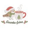 Matriz de Bordado Quarta-feira Passarinho com Caneca de Natal