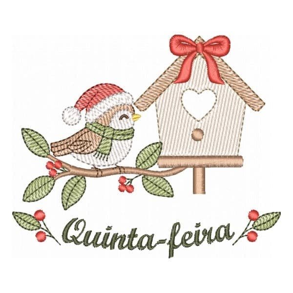 Matriz de Bordado Quinta-feira Passarinho na Casinha de Natal