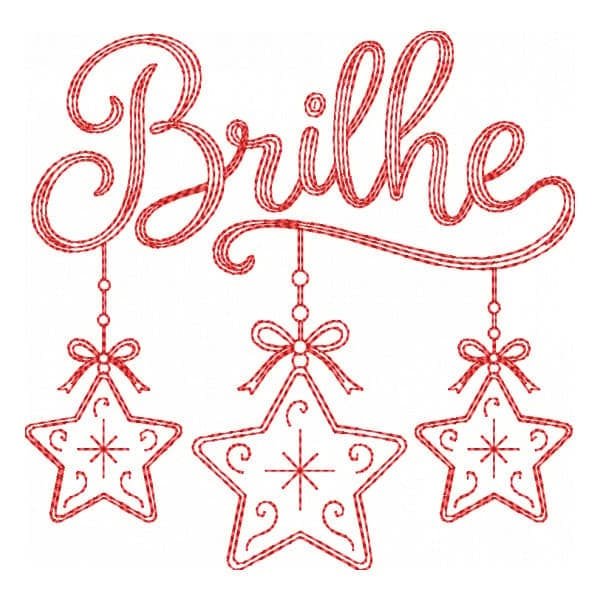 Matriz de Bordado Brilhe com Estrelas Natalina em Contorno