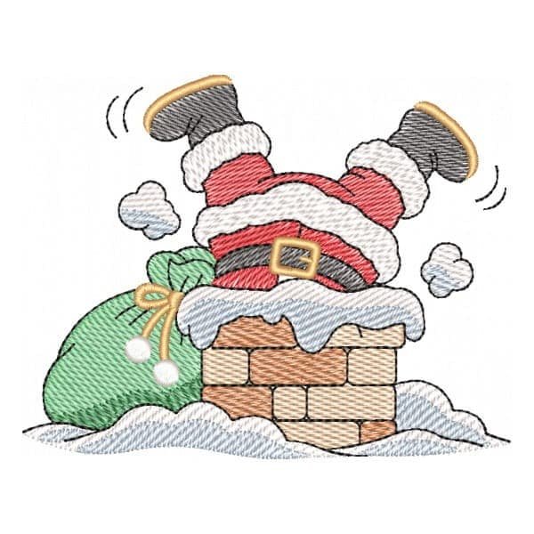 Matriz de Bordado Papai Noel na Chaminé